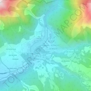 Carte topographique Guégnier, altitude, relief