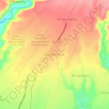 Carte topographique Bontomatene, altitude, relief