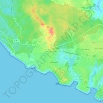 Carte topographique Maine Gaudin, altitude, relief