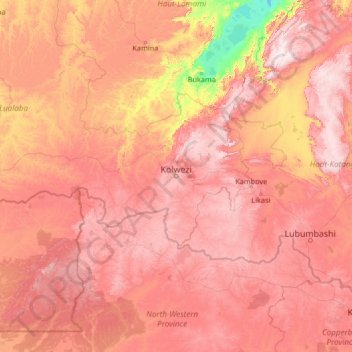 Carte topographique Lualaba, altitude, relief