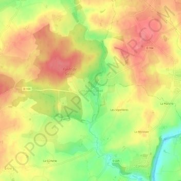 Carte topographique Fontaine-Daniel, altitude, relief