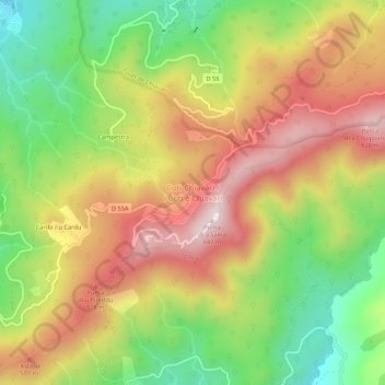Carte topographique Coti-Chiavari, altitude, relief