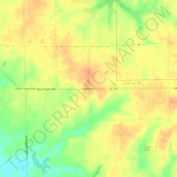 Carte topographique Wooster, altitude, relief