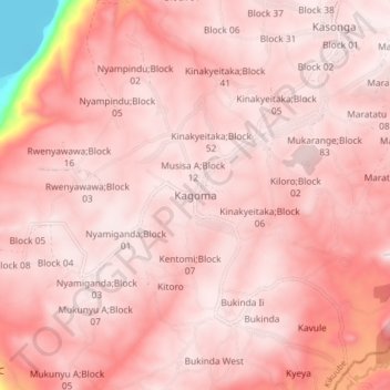Carte topographique Kagoma, altitude, relief