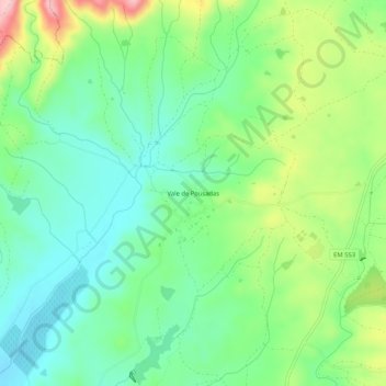 Carte topographique Vale de Pousadas, altitude, relief