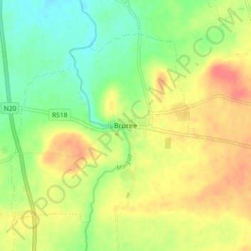 Carte topographique Bruree, altitude, relief