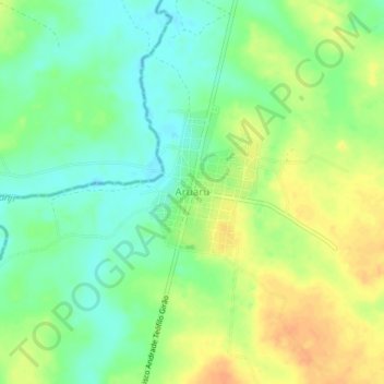 Carte topographique Aruaru, altitude, relief