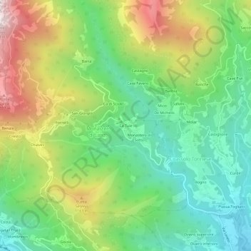 Carte topographique Cà Tuie, altitude, relief