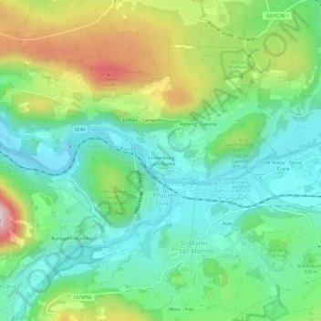 Carte topographique Sonnenburg, altitude, relief