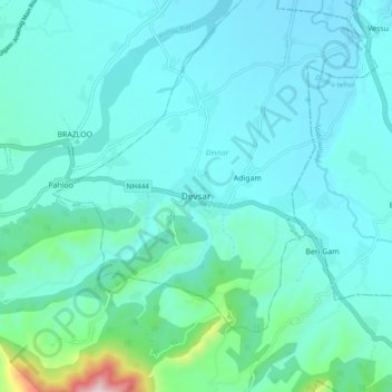 Carte topographique Devsar, altitude, relief