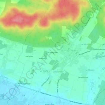 Carte topographique Les Maligrattes, altitude, relief