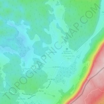 Carte topographique Les Landrys, altitude, relief