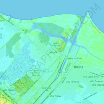 Carte topographique Ensenada, altitude, relief