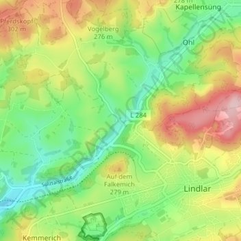 Carte topographique Süttenbach, altitude, relief