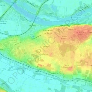 Carte topographique Les Quarts, altitude, relief