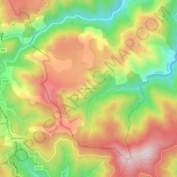 Carte topographique Les Balmelles, altitude, relief