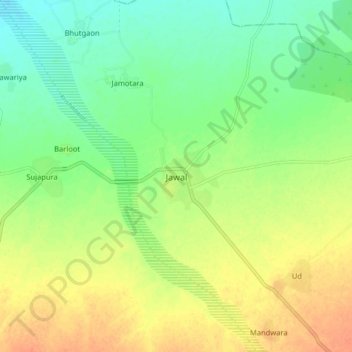 Carte topographique Jawal, altitude, relief