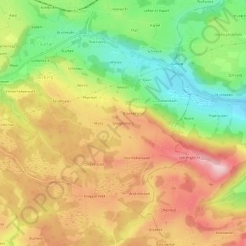 Carte topographique Spiegelsberg, altitude, relief