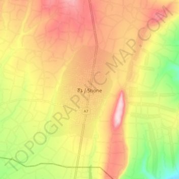 Carte topographique Shone, altitude, relief