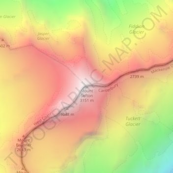 Carte topographique Mount Sefton, altitude, relief