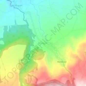 Carte topographique Minoyan, altitude, relief