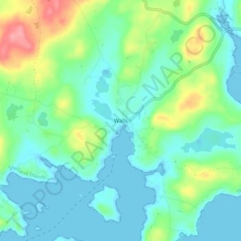 Carte topographique Walls, altitude, relief