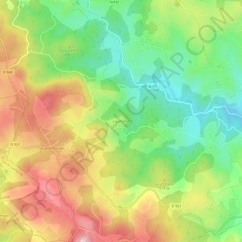 Carte topographique Laumond, altitude, relief