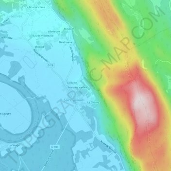 Carte topographique Bonnard, altitude, relief