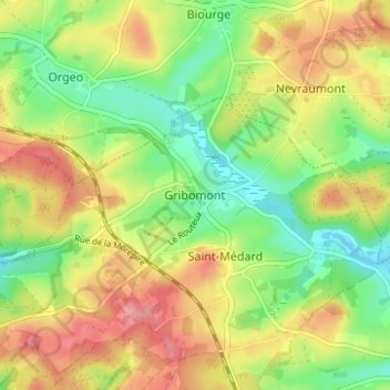 Carte topographique Gribomont, altitude, relief