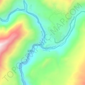 Carte topographique Sumdo, altitude, relief