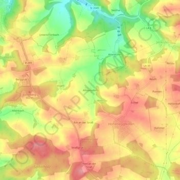 Carte topographique Allmansdorf, altitude, relief