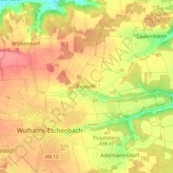Carte topographique Reutern, altitude, relief