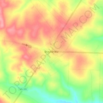 Carte topographique Brasilândia, altitude, relief