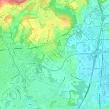 Carte topographique Civello, altitude, relief