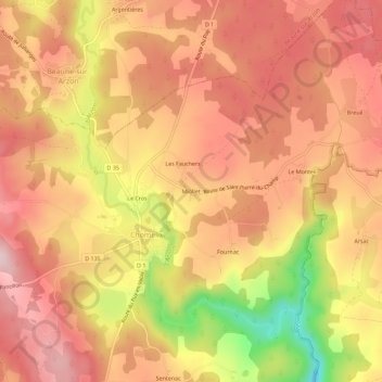 Carte topographique Miollet, altitude, relief