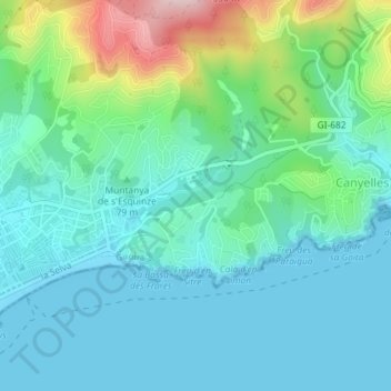 Carte topographique Costa Marcona, altitude, relief