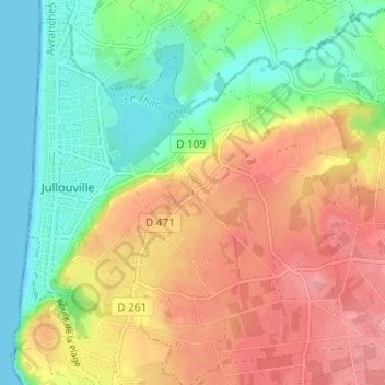 Carte topographique Bouillon, altitude, relief