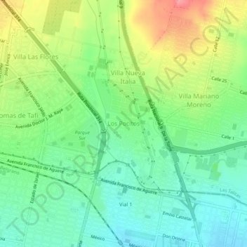 Carte topographique Los Pocitos, altitude, relief