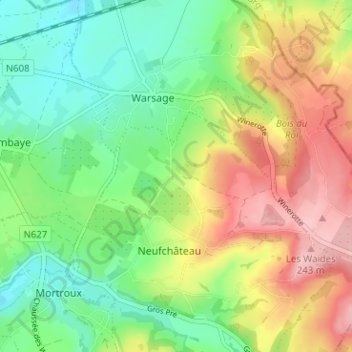 Carte topographique Affnay, altitude, relief