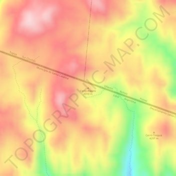 Carte topographique Cerro Aspero, altitude, relief