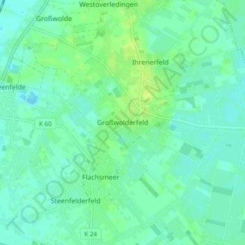 Carte topographique Großwolderfeld, altitude, relief