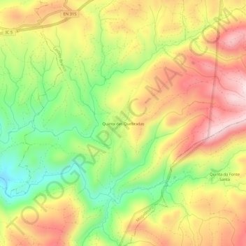 Carte topographique Quinta das Quebradas, altitude, relief
