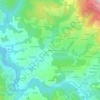 Carte topographique La Bertigne, altitude, relief