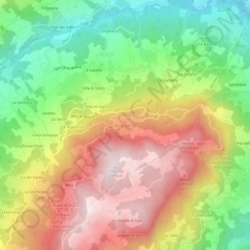 Carte topographique Acquaria, altitude, relief