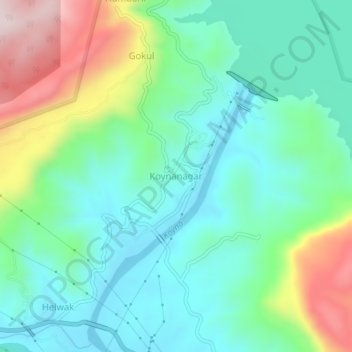 Carte topographique Koynanagar, altitude, relief