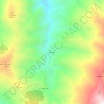 Carte topographique Alcázar, altitude, relief