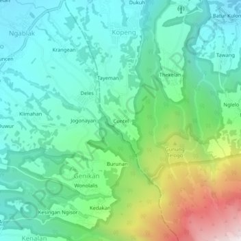 Carte topographique Cuntel, altitude, relief