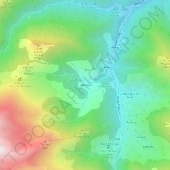Carte topographique Mourtis, altitude, relief