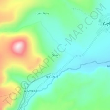 Carte topographique Potosi, altitude, relief