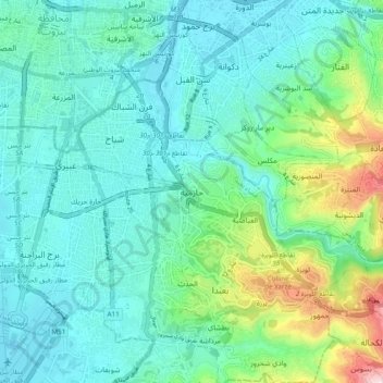 Carte topographique Hazmieh, altitude, relief